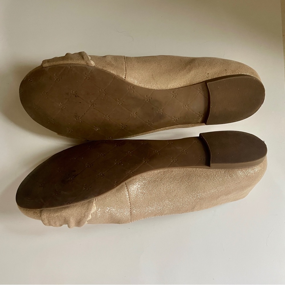 Jack Rogers Gold Nude Tan Knot Bow Ballet Flats Scalloped Edge 8.5 Balletcore - Picture 5 of 10